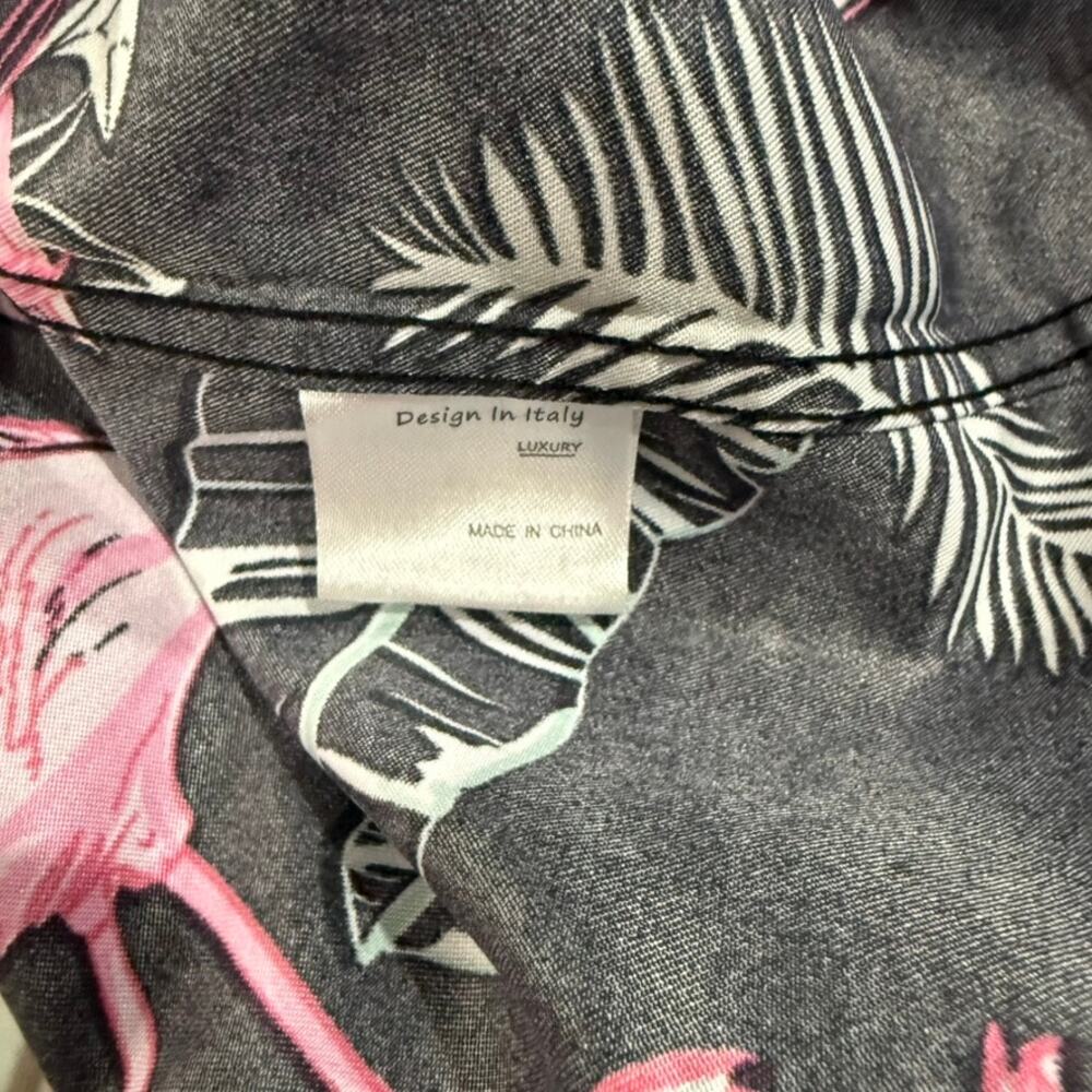Men's 4XL Flamingo Love Hawaiian‎ Shirt Black Short Sleeve - Picture 4 of 4